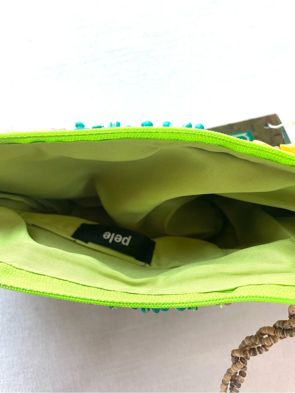 NWT Pele Beaded Green & Yellow Statement Shoulder Bag